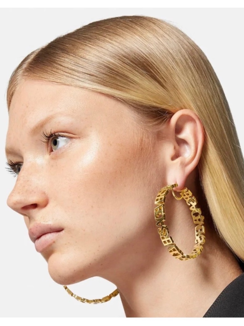 Large logo hoop style Versace earrings - silver color - jewelry